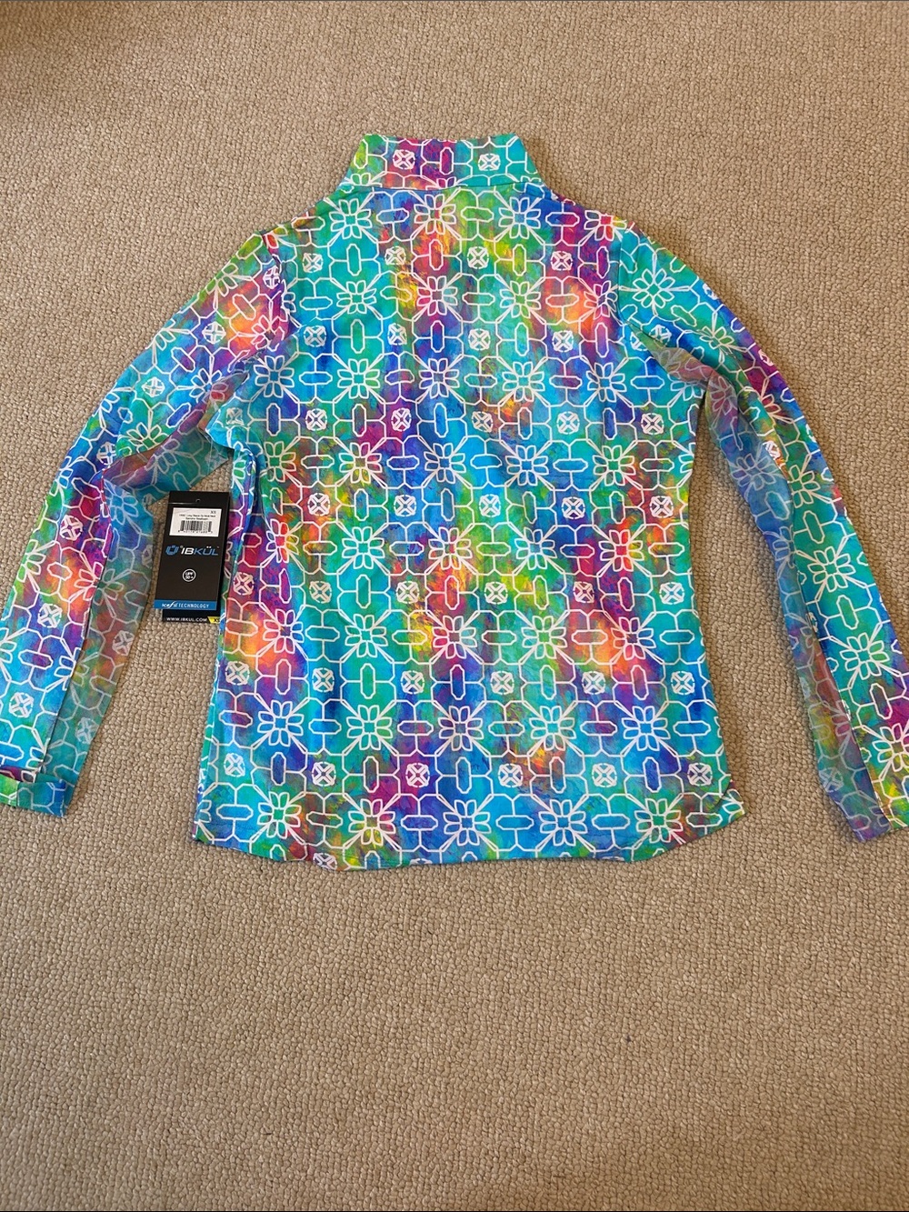 NWT IBKUL Long Sleeve Zip Mock Neck XS Sandra Seafoam - Picture 4 of 8
